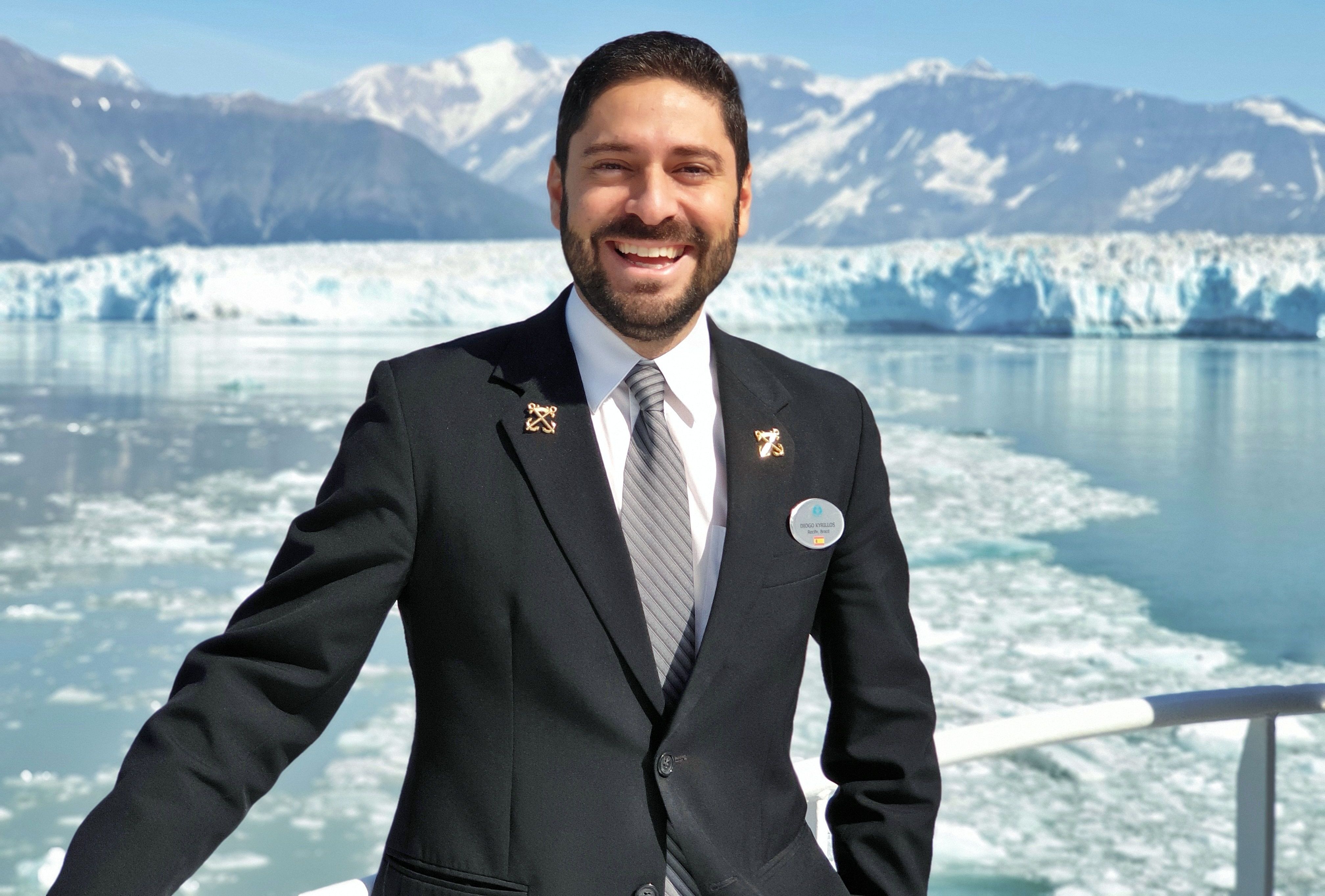 Icebreaker: Diogo believes being well-travelled helps him connect with guests. He has visited many places with Crystal, including Alaska (pictured)