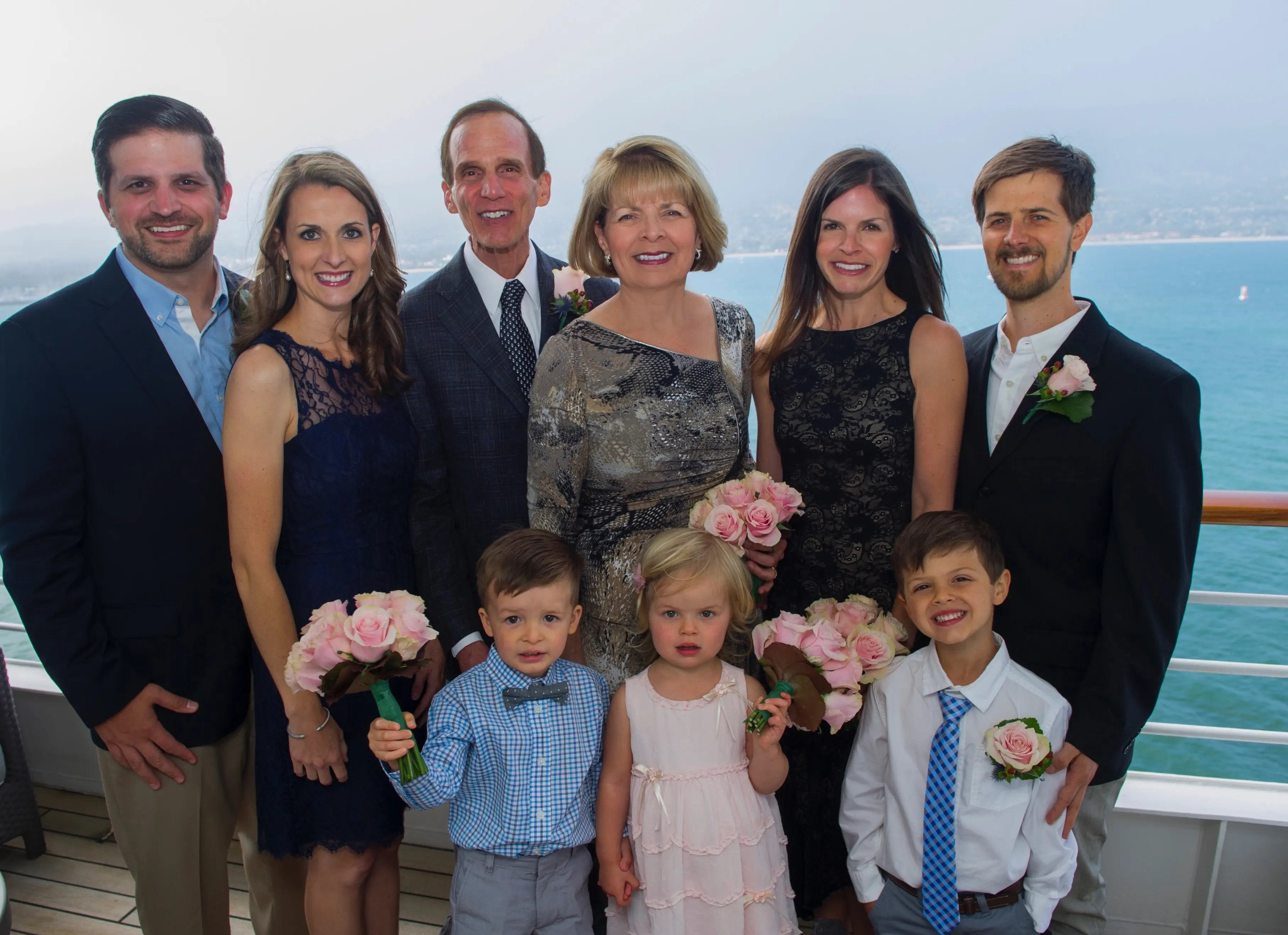 The extended Steiner family aboard Crystal Serenity, after Anne Marie and Keith renewed their wedding vows in 2017